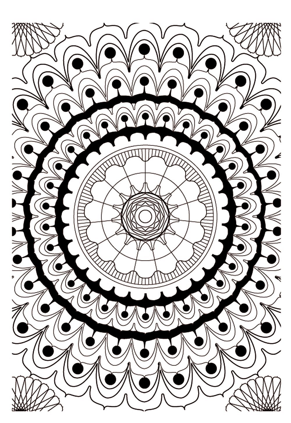 Mandala to color zen relax free - 9 - Image with : Heart